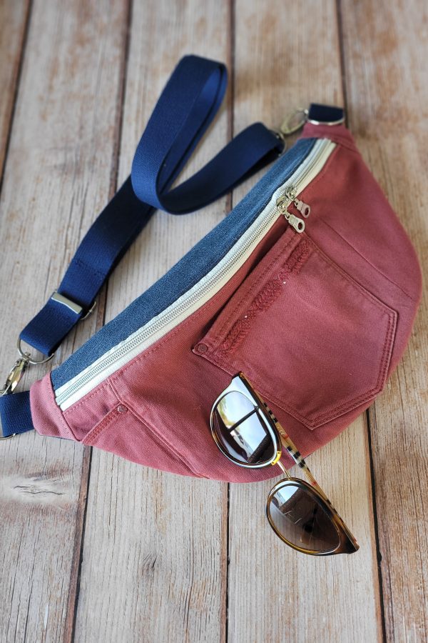 Sac banane jean rose et bleu