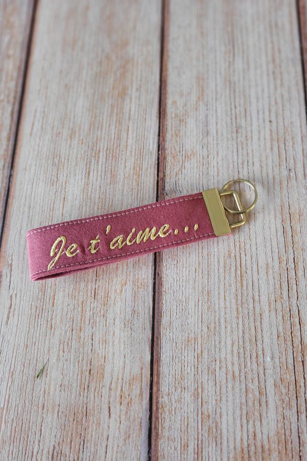 Porte-clé "Je t'aime" rose
