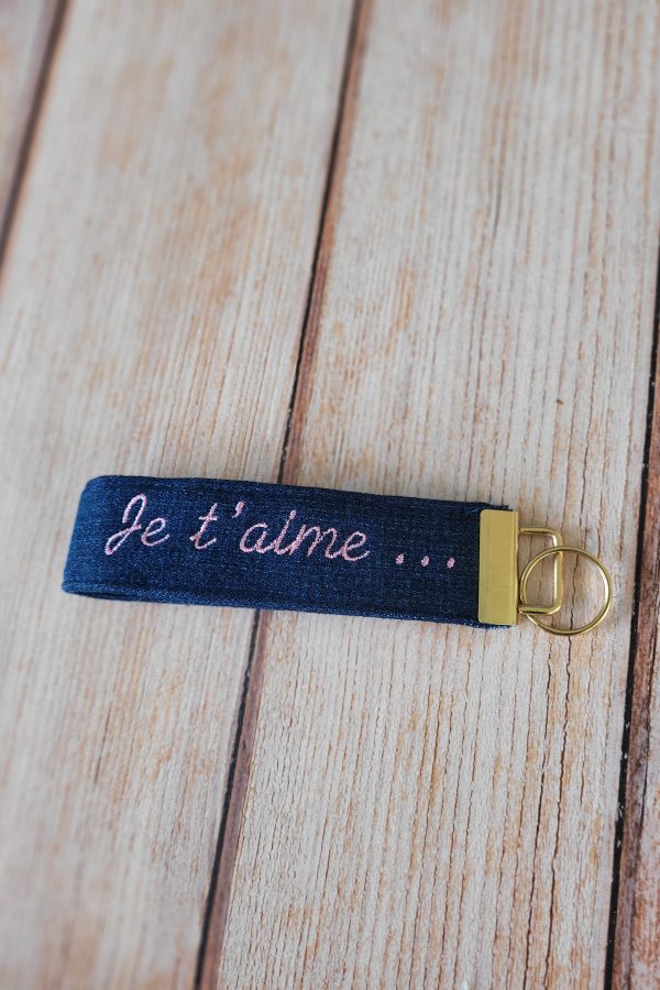 Porte-clé "Je t'aime" bleu