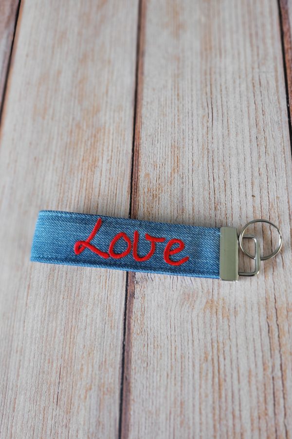 Porte-clé LOVE bleu et rouge