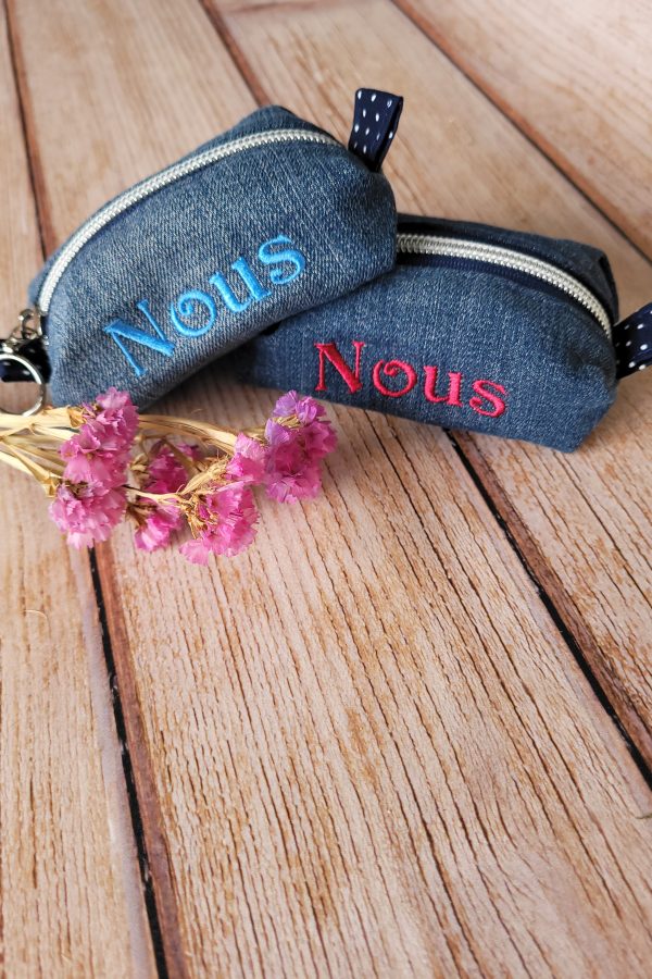Duo de porte-monnaies bourses "NOUS" bleus