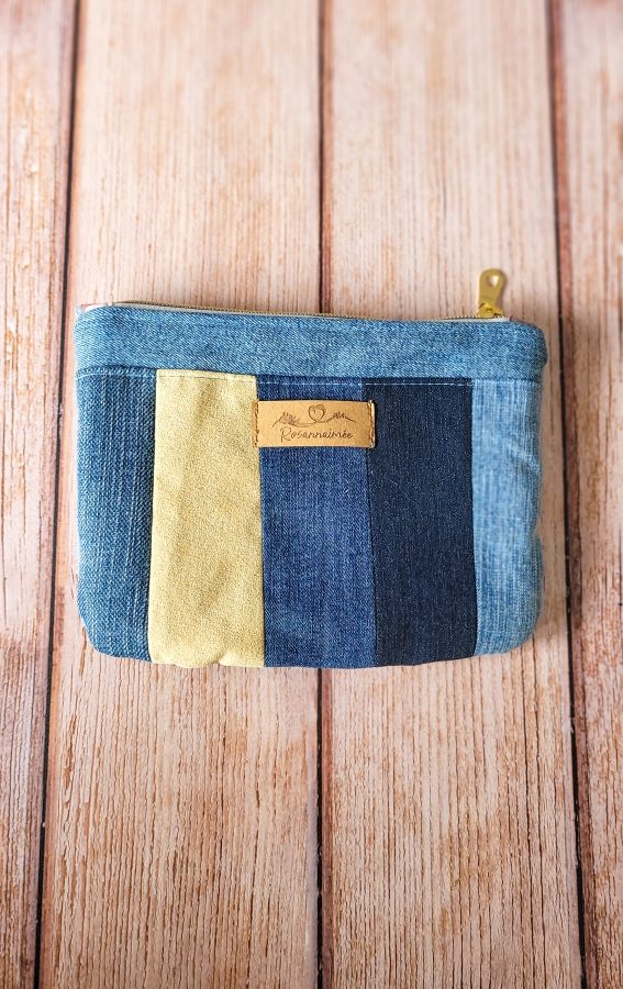 Pochette Aimée taille M bleue et jaune