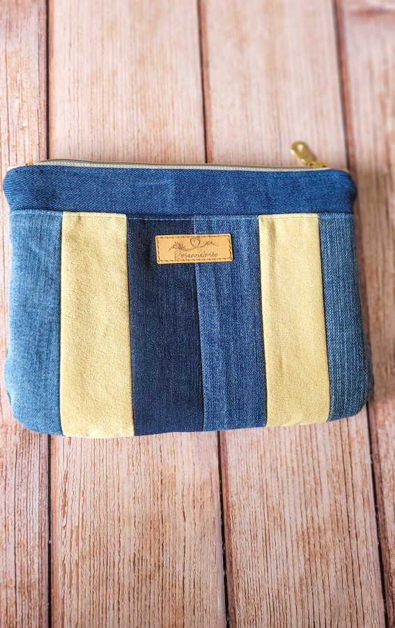 Pochette Aimée Taille L bleue et jaune