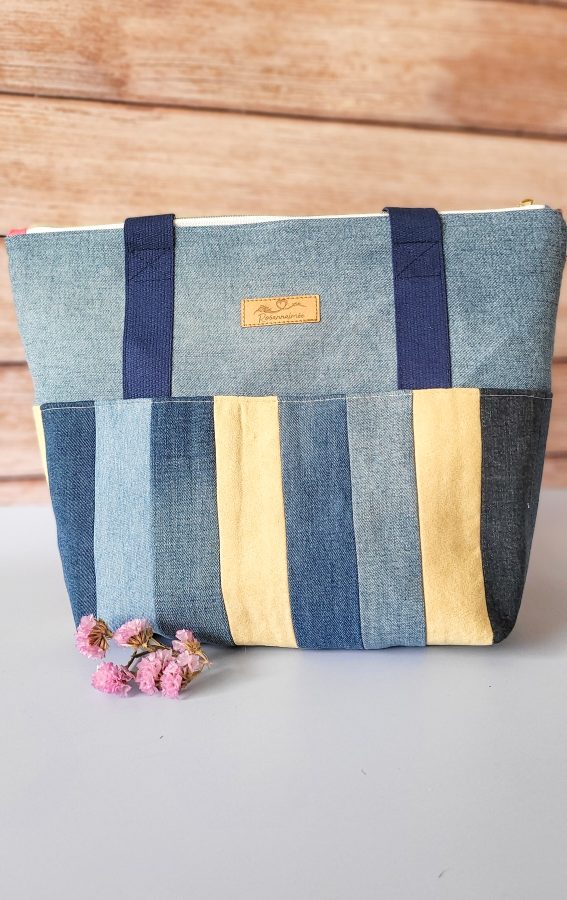 Sac cabas Aimée bleu et jaune