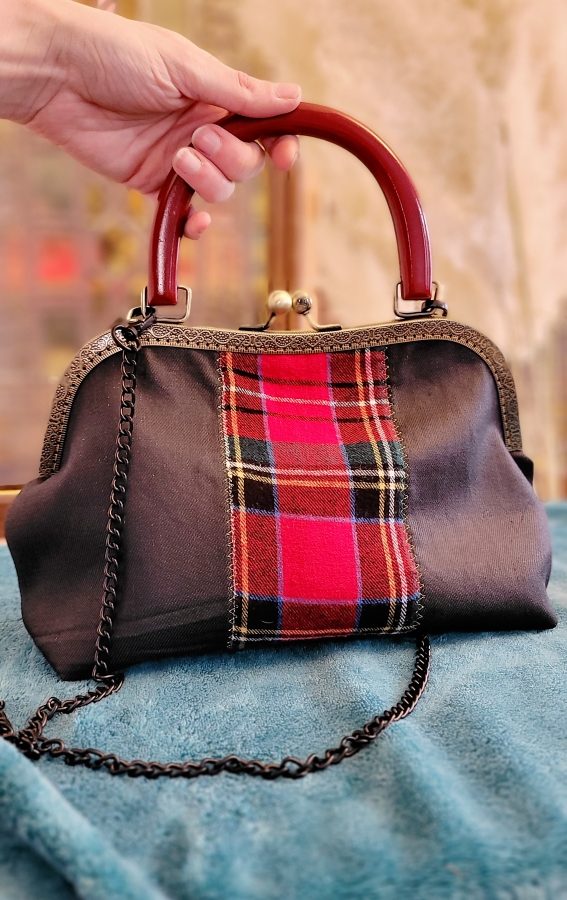 Grand sac Anne-Marie noir et tartan