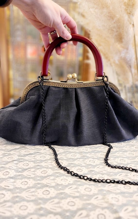 Grand sac Anne-Marie noir à plis
