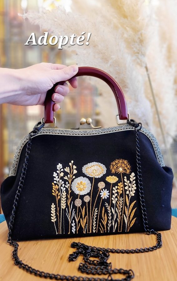Grand sac Anne-Marie noir brodé