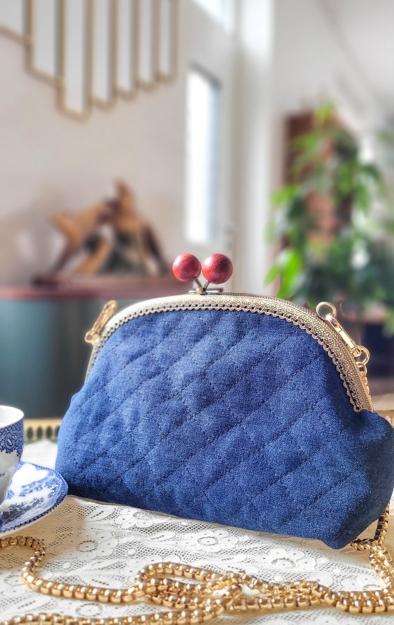 Petit sac Anne-Marie bleu matelassé
