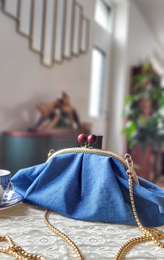 Petit sac Anne-Marie bleu à plis