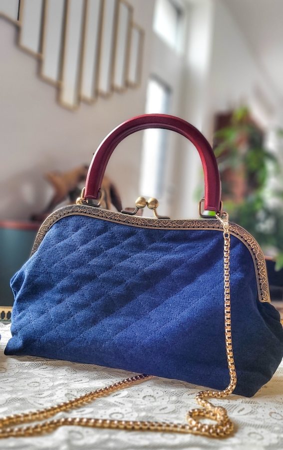 Grand sac Anne-Marie bleu matelassé