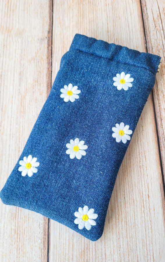 Etui à lunettes Essentiel Pâquerette bleu foncé